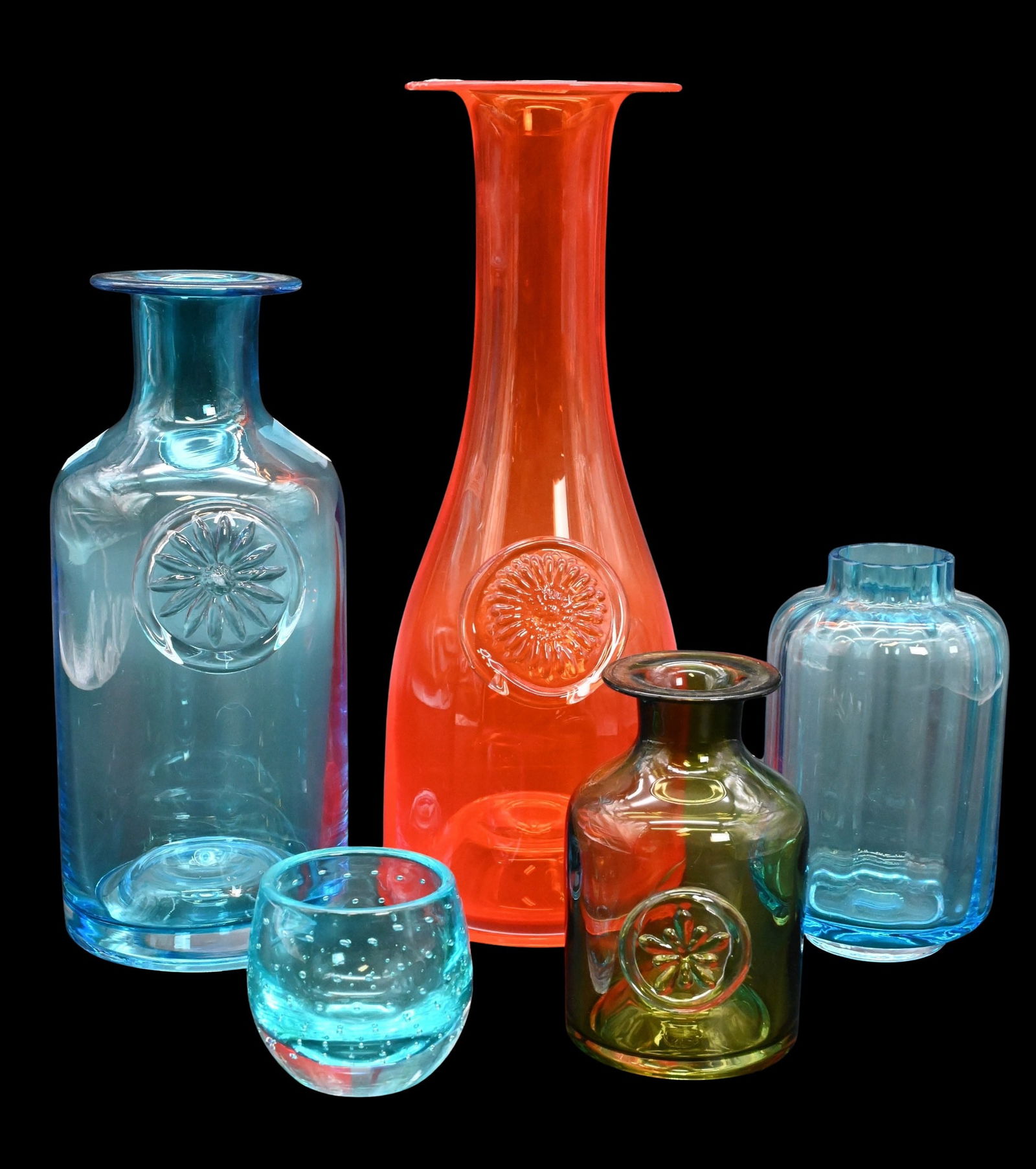 Collection of Mid Century Dartington Colored Crystal (1 of 4)