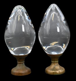 Pair of French Baccarat Crystal Newel Post Finials