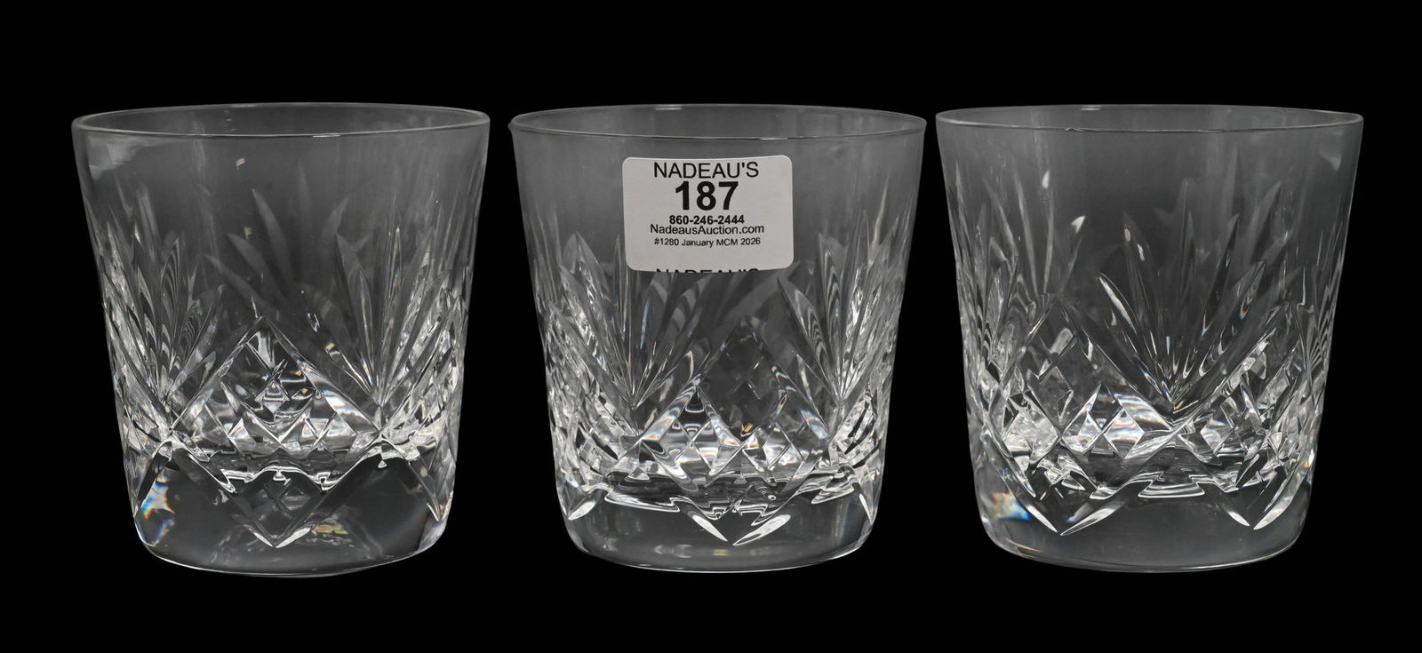 Set of Twelve St. Louis "Chantilly" Whiskey Tumblers: Set of Twelve St. Louis "Chantilly" Whiskey Tumblers cut glass tumblers or old fashioned glasses, marked on bottom height 4 inches