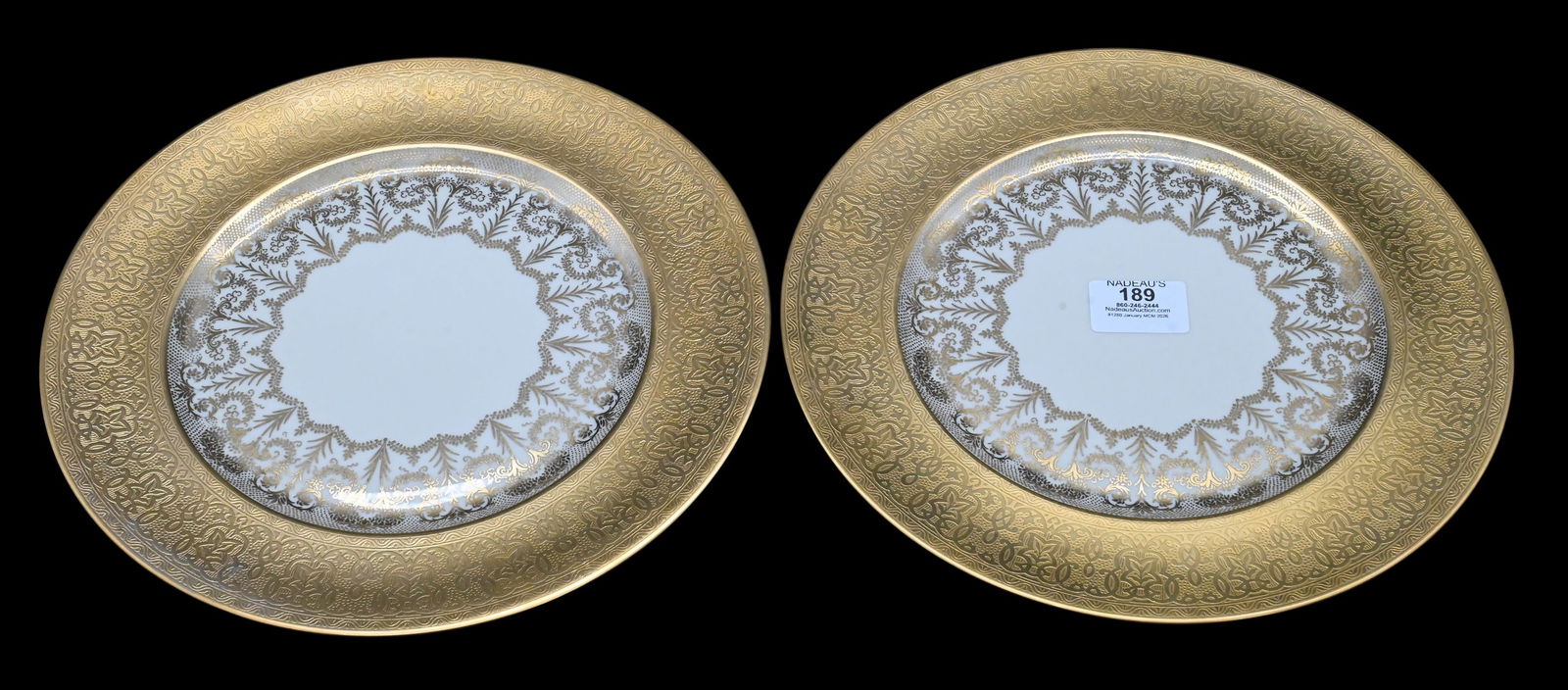 Set of Twelve Porcelain Limoges Service Plates (1 of 5)