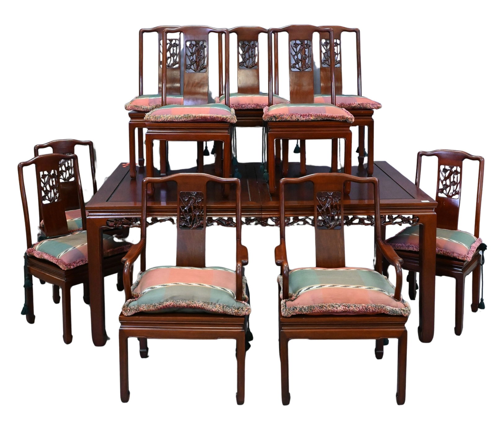 11 Piece Chinese Style Mahogany Dining Set (1 of 5)