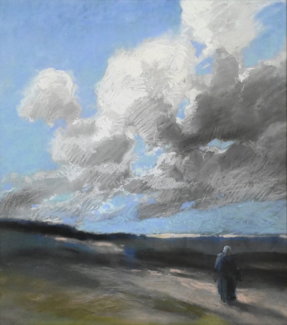 George Elmer Browne (American 1871-1946): George Elmer Browne (American 1871-1946) "Gathering Storm", circa 1913 Pastel on paper Signed and inscribed on verso George Elmer Browne 17" x 15 1/2" Provenance: The artist; Mr. Samuel O. Bachman (gi