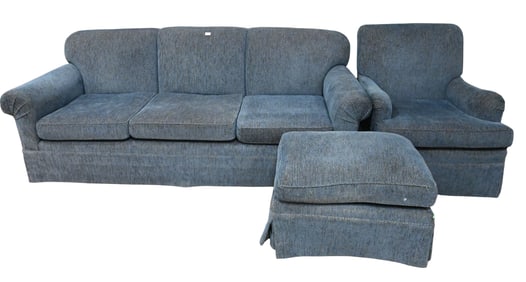 Upholstered Sofa Chair and Ottoman