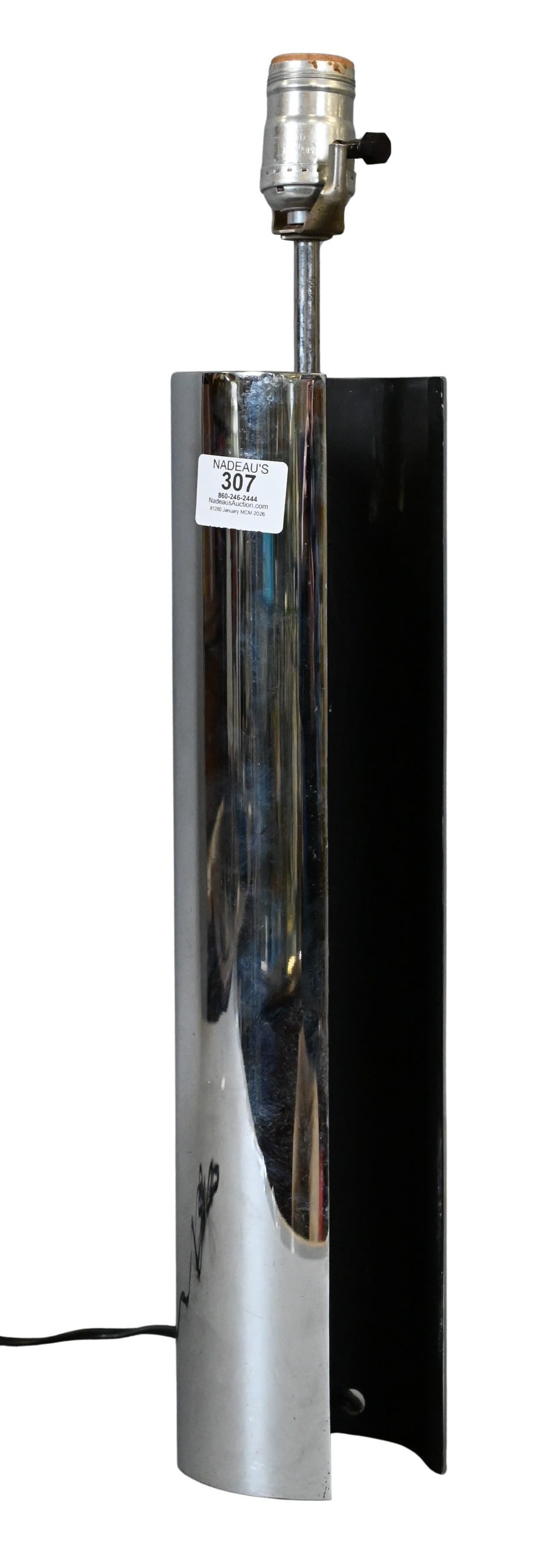 Chrome Cylinder Mid-Century Lamp Attributed to Robert Sonneman for George Kovacs: Chrome Cylinder Mid-Century Lamp Attributed to Robert Sonneman for George Kovacs unsigned height 21 inches