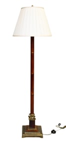 Neoclassical Style Brass and Burgundy Lacquered Floor Lamp