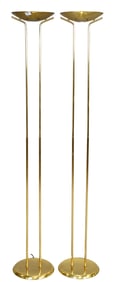 Pair of Modern Brass Torchiere Floor Lamps