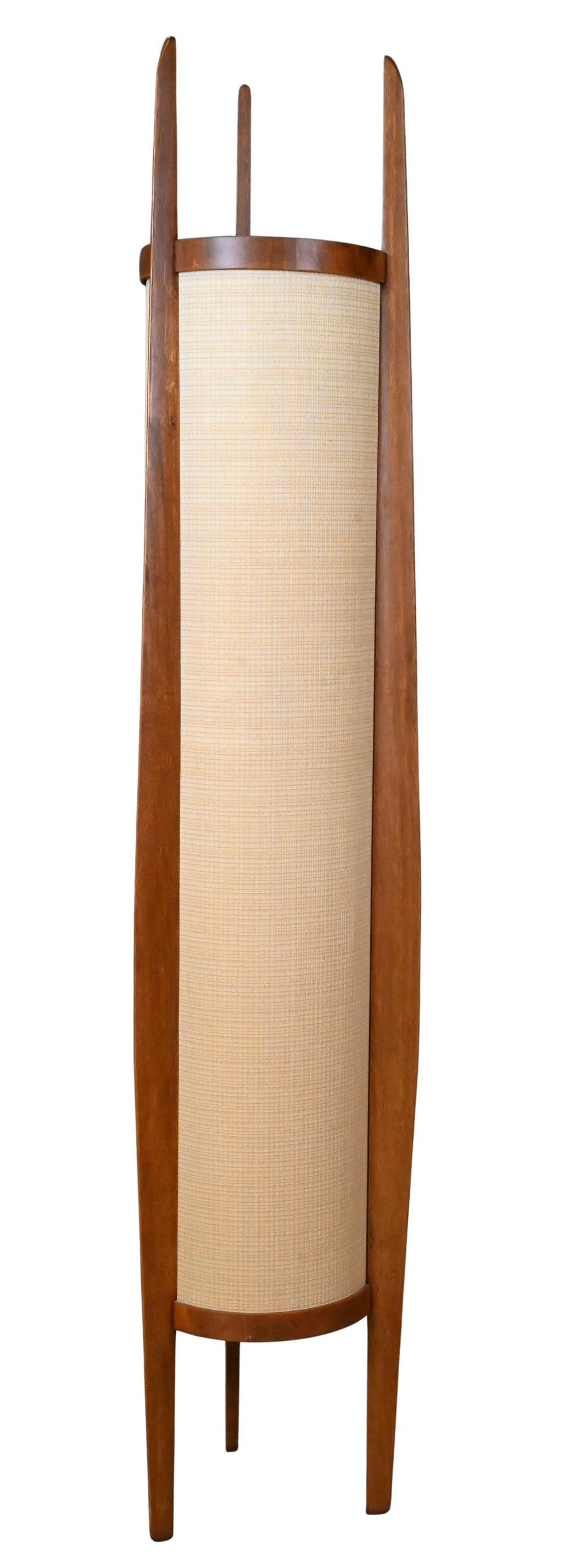Martin Aakervik for Modeline Walnut Floor Lamp: Martin Aakervik for Modeline Walnut Floor Lamp having linen shade height 72 inches