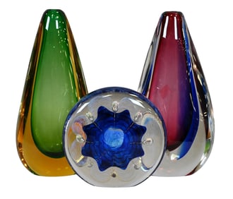 Group of Three Murano Art Glass Pieces