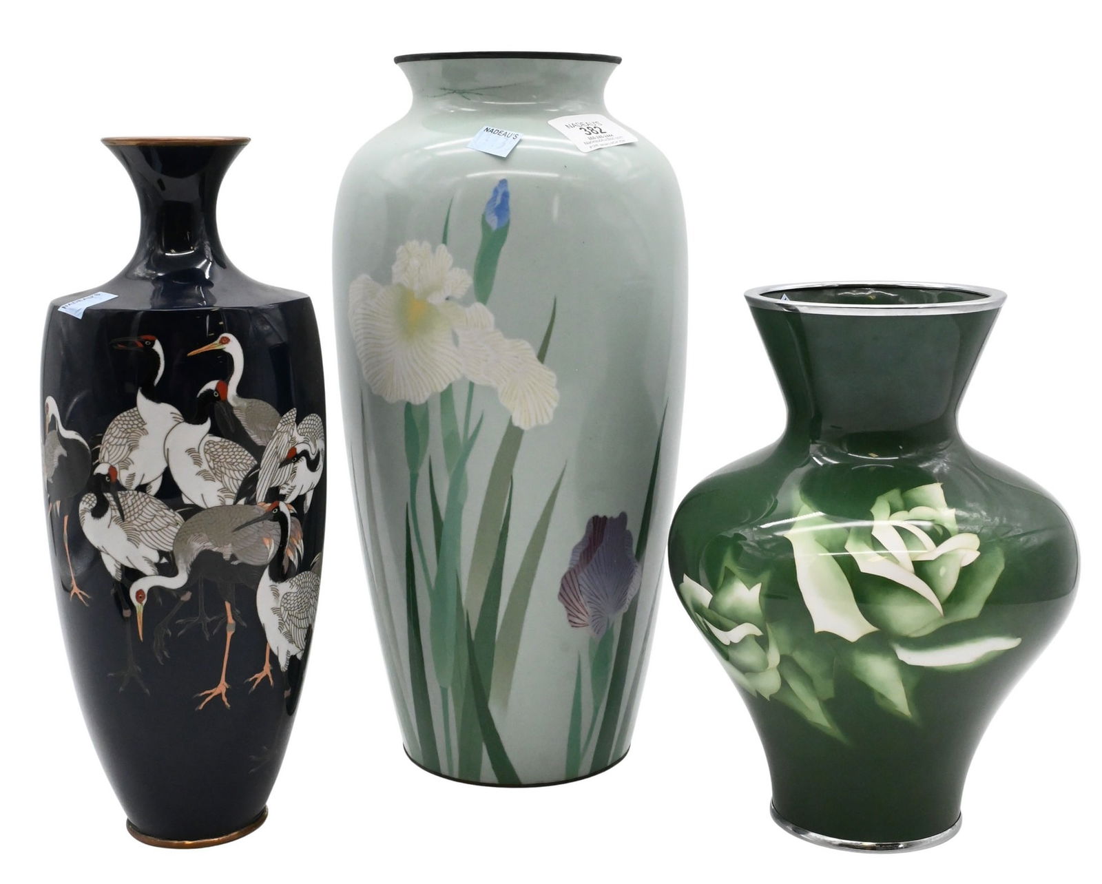 Three Japanese Cloisonne Enameled Vases (1 of 7)