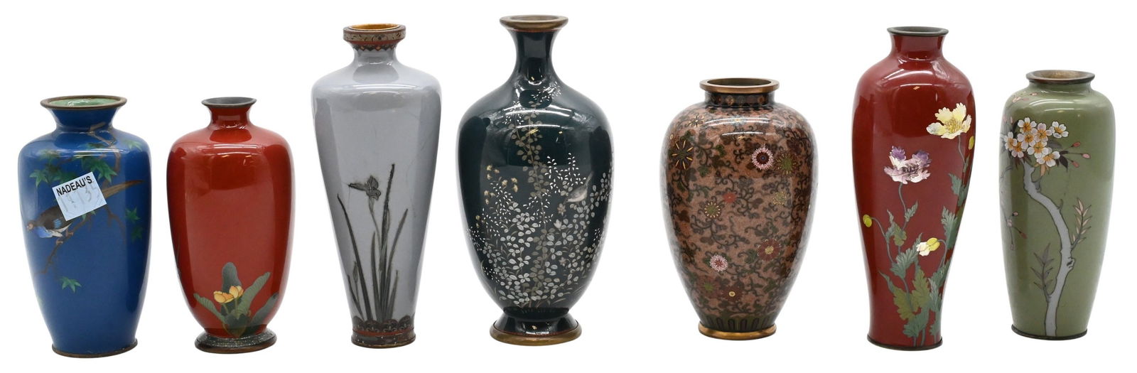 Seven Japanese Cloisonne Vases (1 of 5)