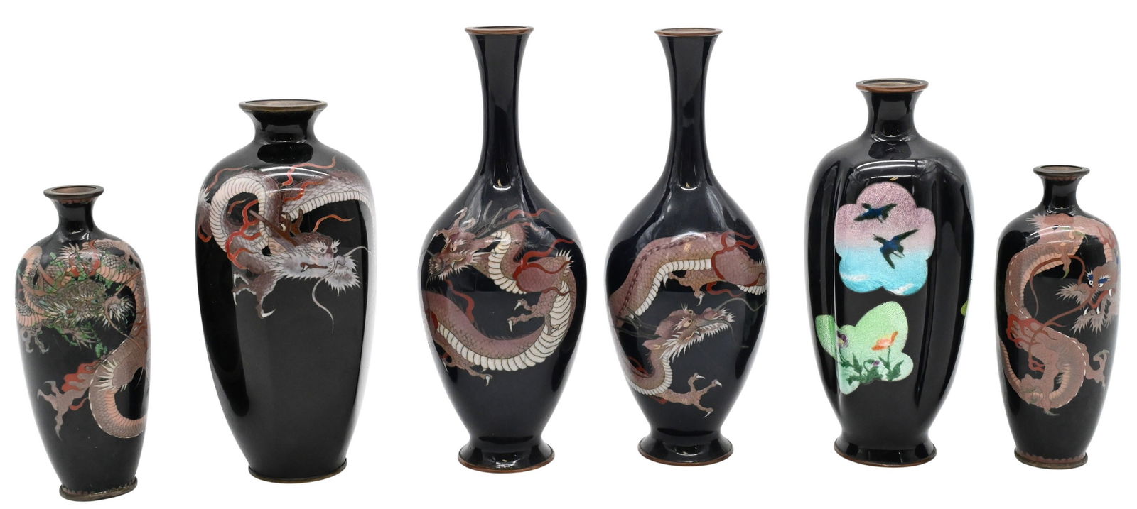 Six Japanese Cloisonne Vases (1 of 5)