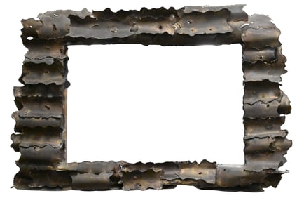 Tom Greene Style Brutalist Torch Cut Metal Mirror