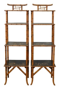 Pair of Faux Bamboo Etageres