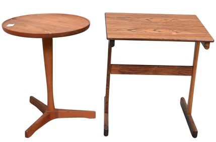 Hans Andersen Danish Round Teak Side Table and Kai Kristiansen for Mobelfabrik Rosewood Side Table