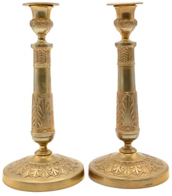 Pair of Charles X Gilt Bronze Candlesticks