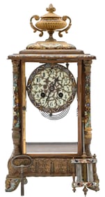 Medaille D'Argent French Champleve and Brass Mantel Clock