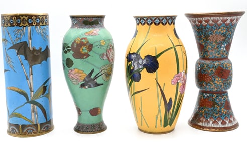 Four Japanese Cloisonne Vases