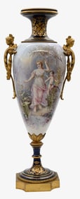French Sevres Style Porcelain Cobalt Urn
