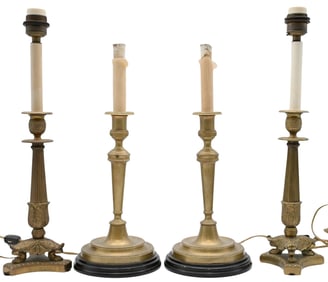 Two Pairs of Brass Regency Table Lamps