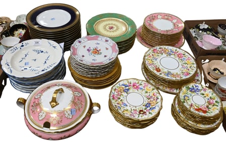 Seven Partial Sets of Porcelain Dinner Plates