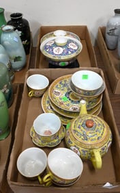 14 Piece Assembled Chinese Yellow Ground Porcelain Tea Service