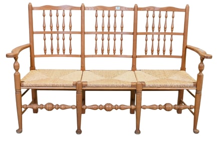 Triple Chair Back Settee with Rush Seats