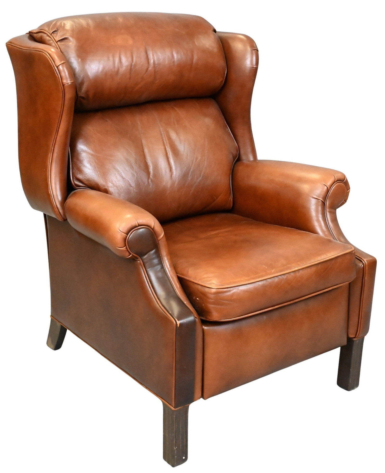 Ethan Allen Leather Upholstered Wingback Recliner: Ethan Allen Leather Upholstered Wingback Recliner height 41 inches, width 34 inches, depth 32 inches Provenance: Property from a Upper East Side, New York City Apartment