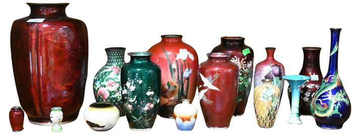 15 Enameled Japanese Vases