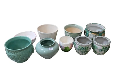 Group of Nine Contemporary Planters