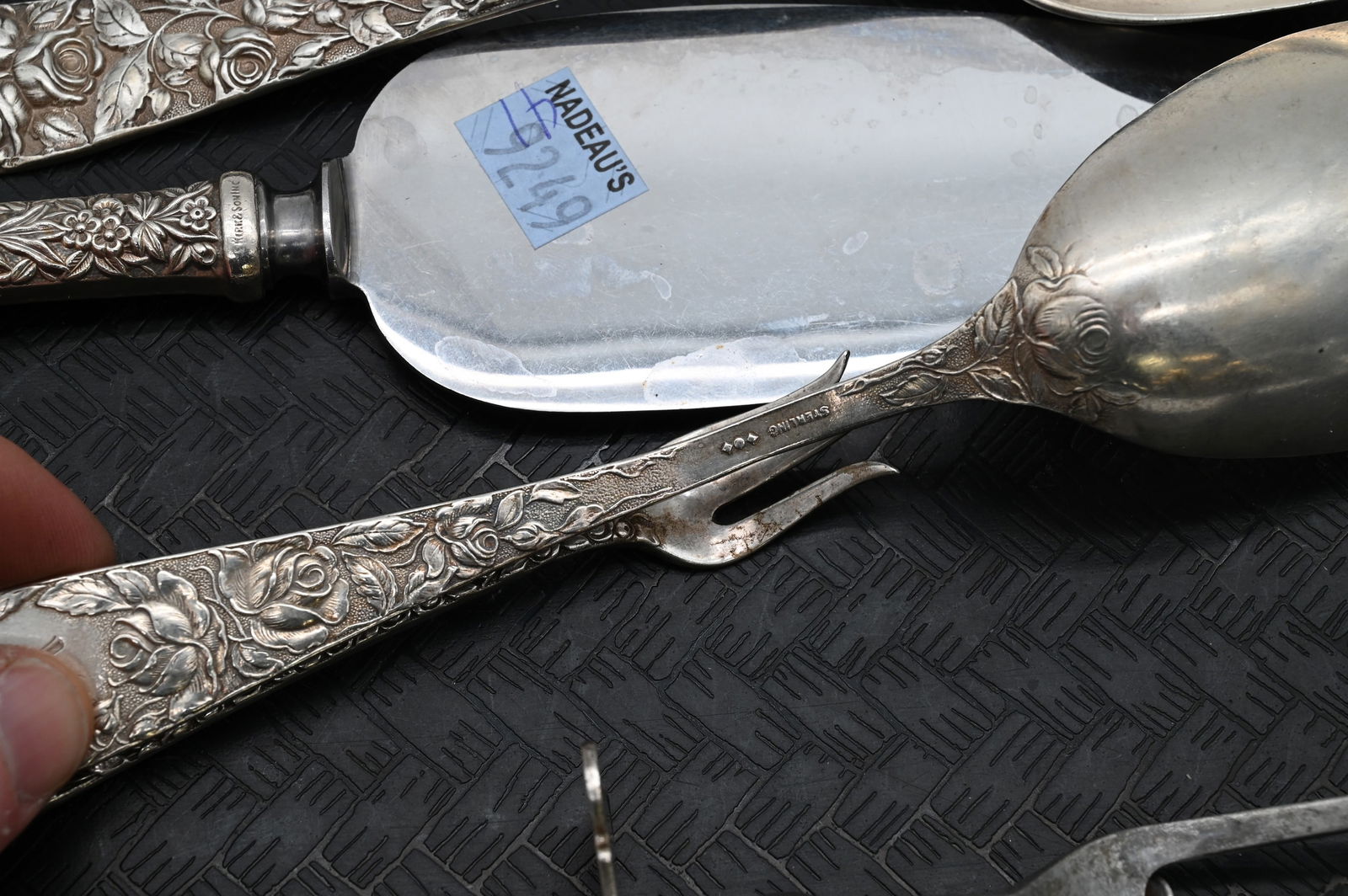 Seven Piece Repousse Sterling Silver Group - 4