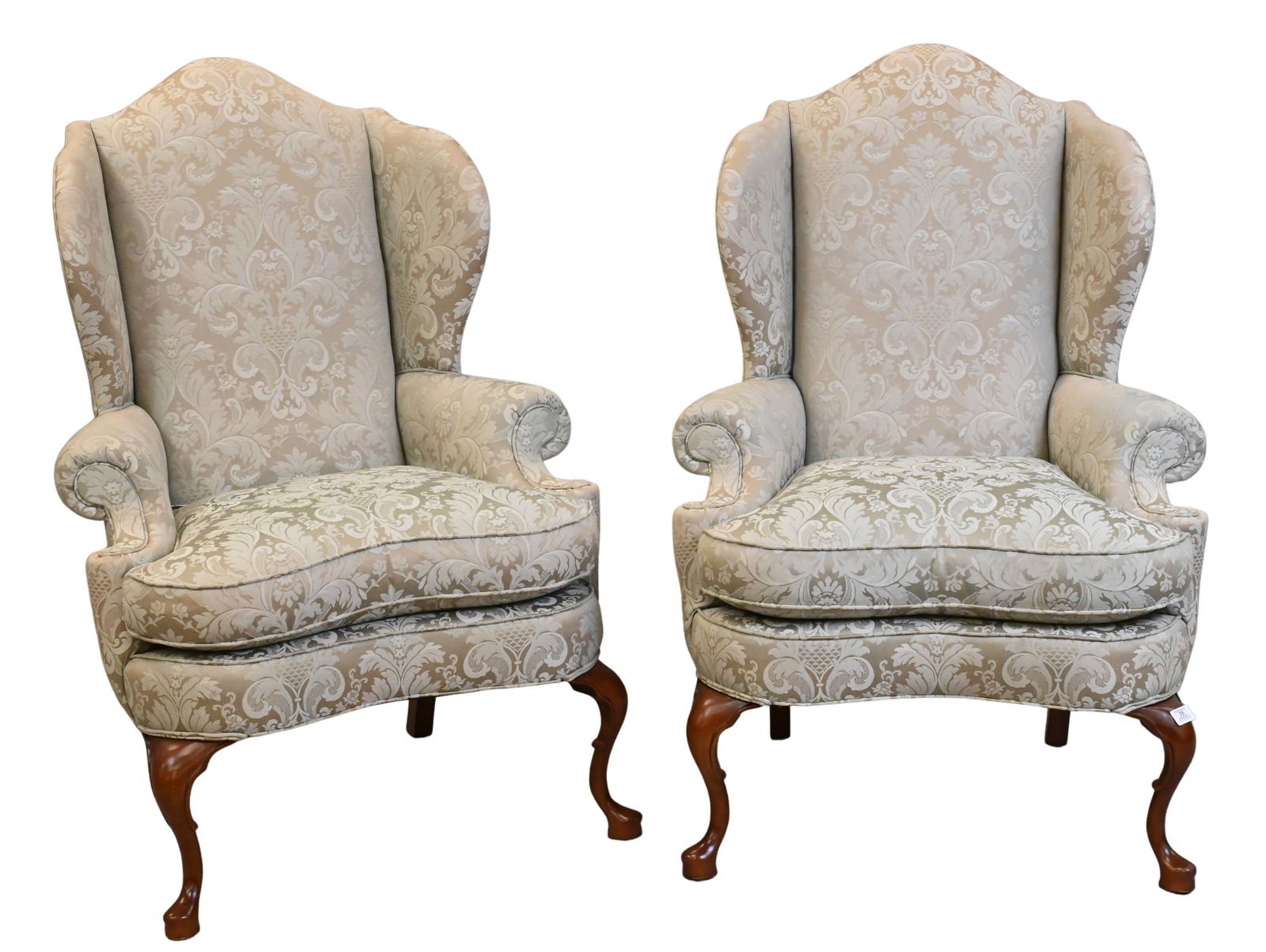 Pennsylvania House Pair of Upholstered Queen Anne Style Wing Chairs (1 of 4)