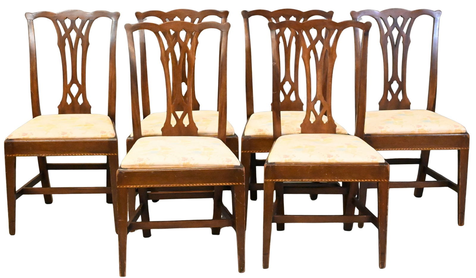 Set of Six Potthast Brothers Chippendale Style Mahogany Dining Chairs (1 of 6)