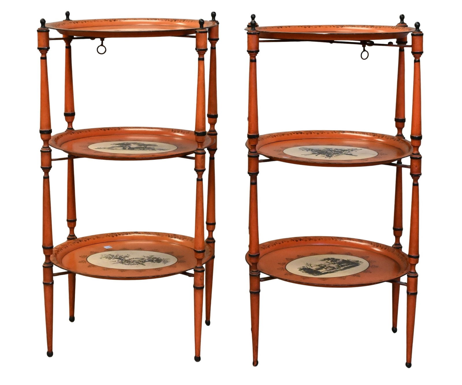 Pair of Italian Hand Painted Collapsible Tole Cake Stands (1 of 4)