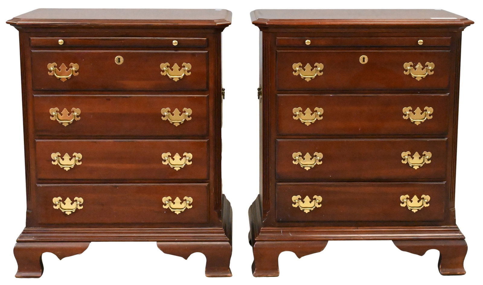 Pair of Kincaid Cherry Chippendale Style Bachelors Chests and End Tables (1 of 5)