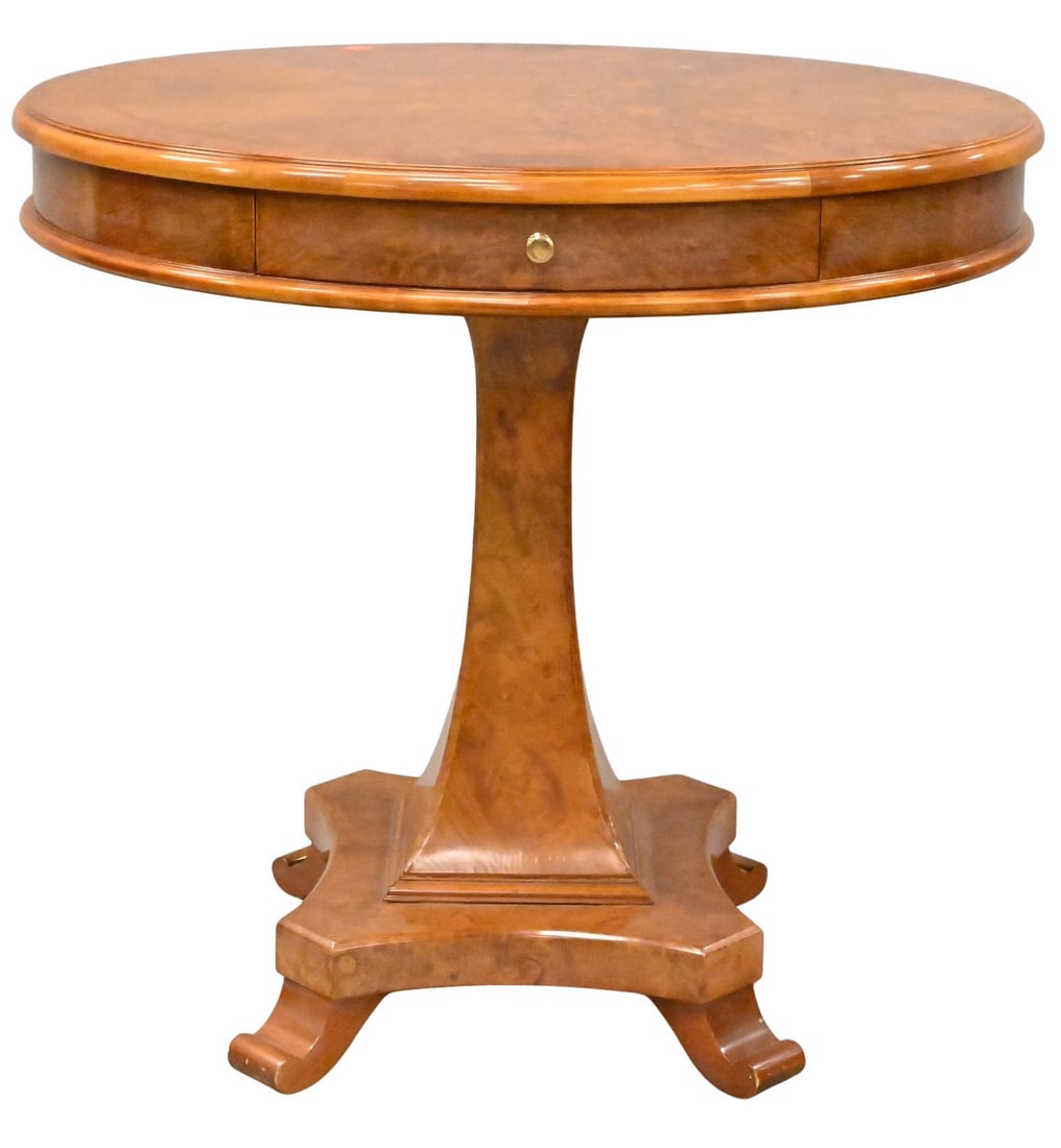 Round Burlwood Biedermeier Style Center Table (1 of 4)