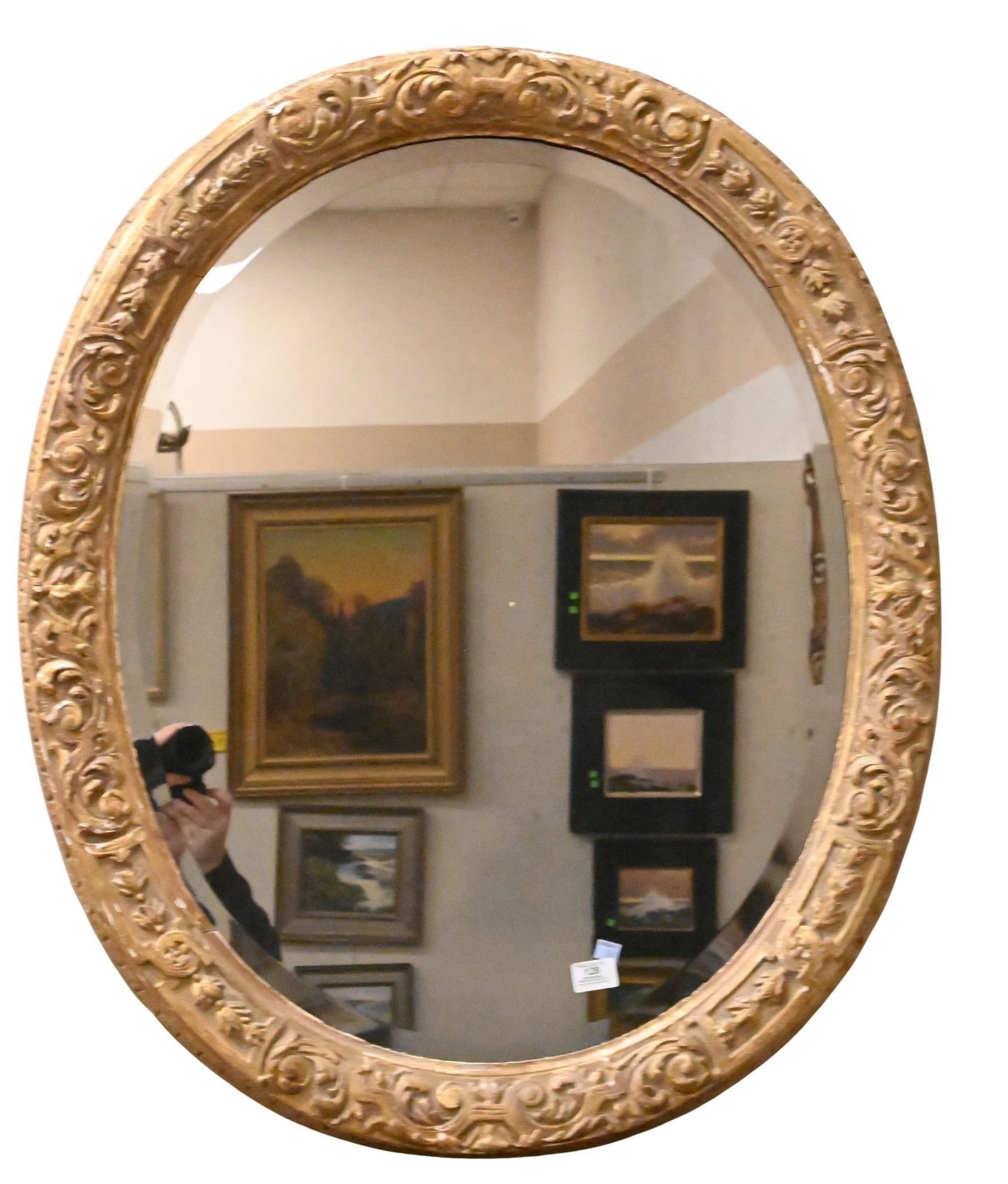 French Oval Carved Giltwood Mirror (1 of 5)