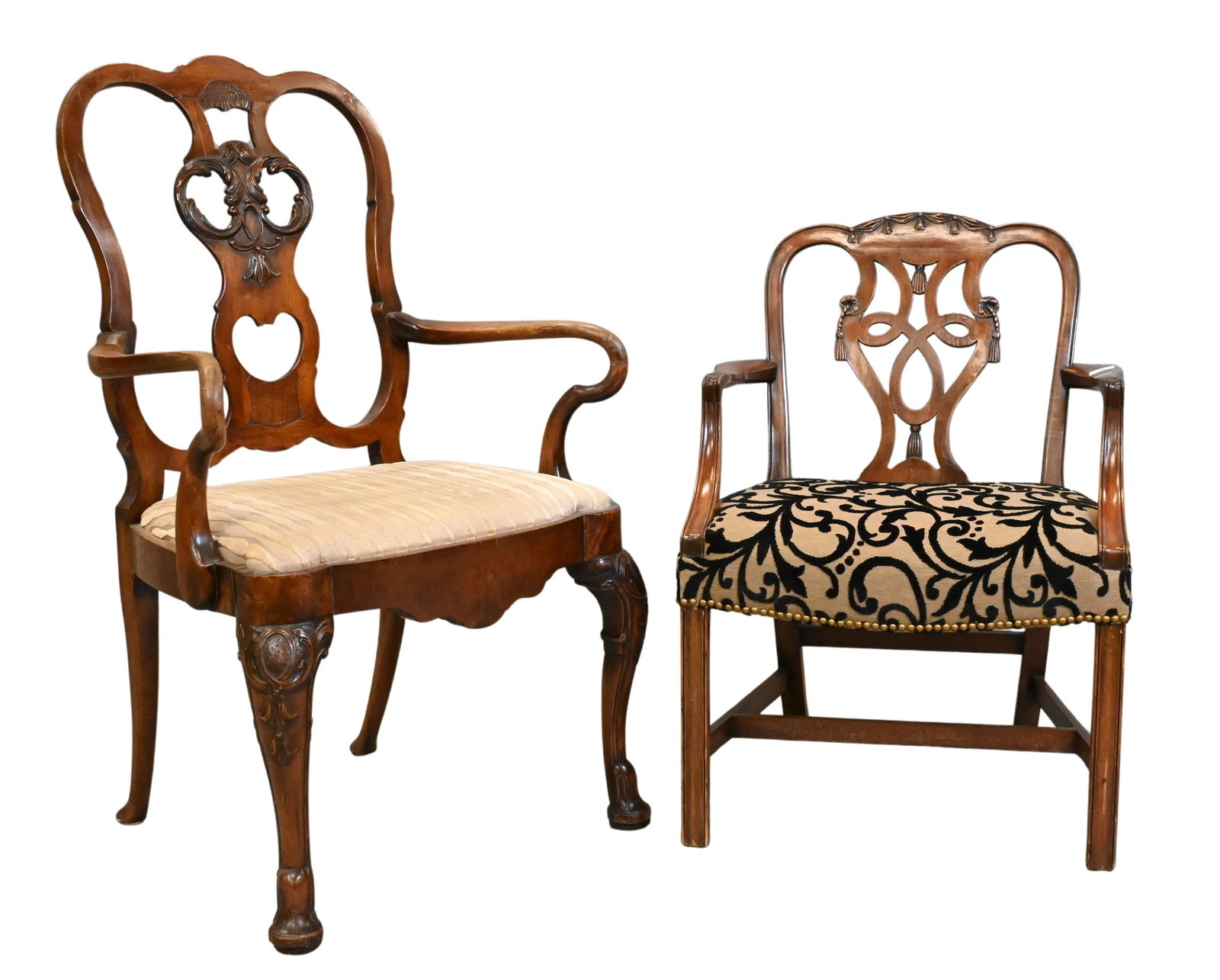 Two George III Style Mahogany Armchairs with Custom Upholstered Seats (1 of 6)