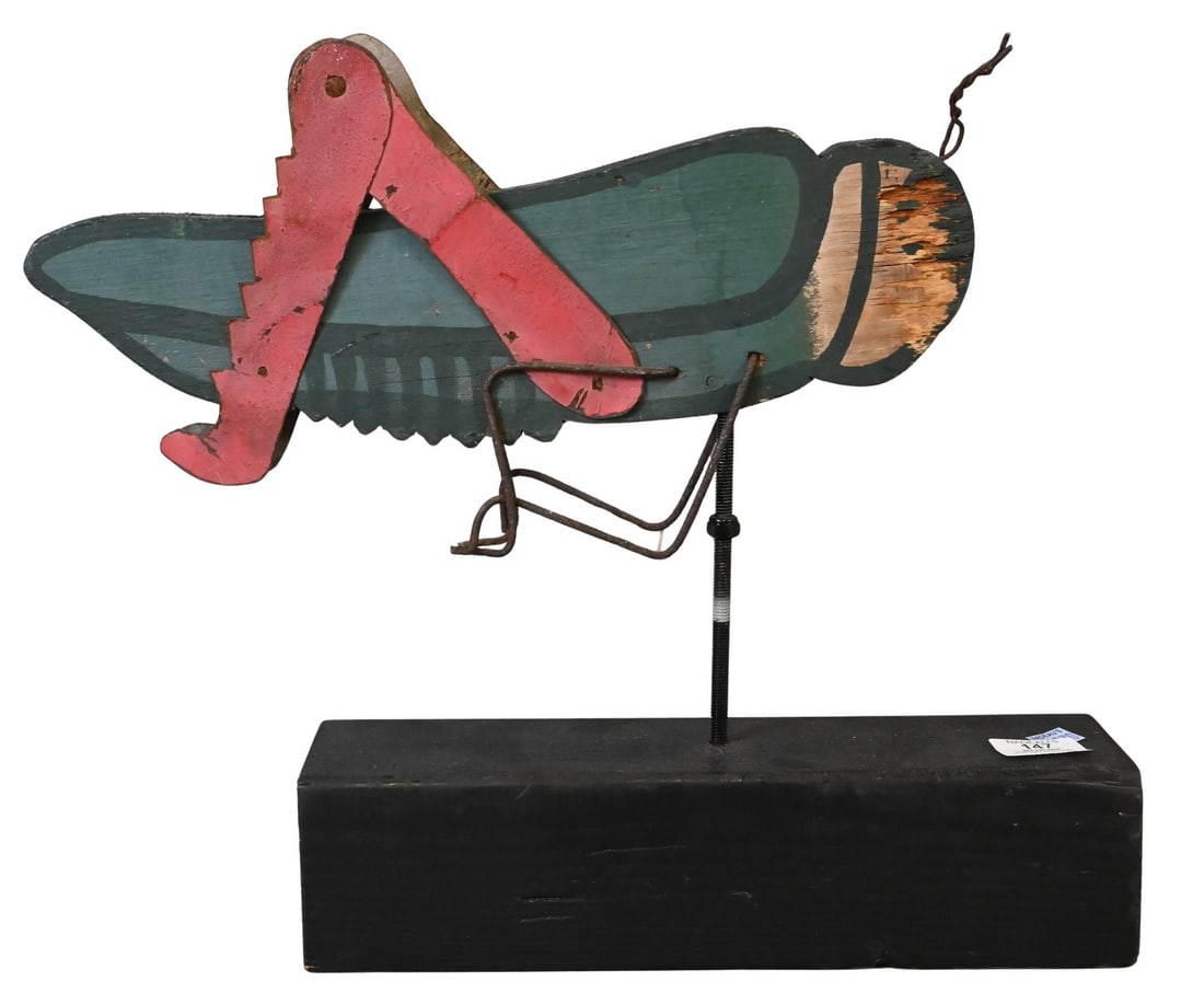 Painted Wooden Grasshopper Weathervane (1 of 4)