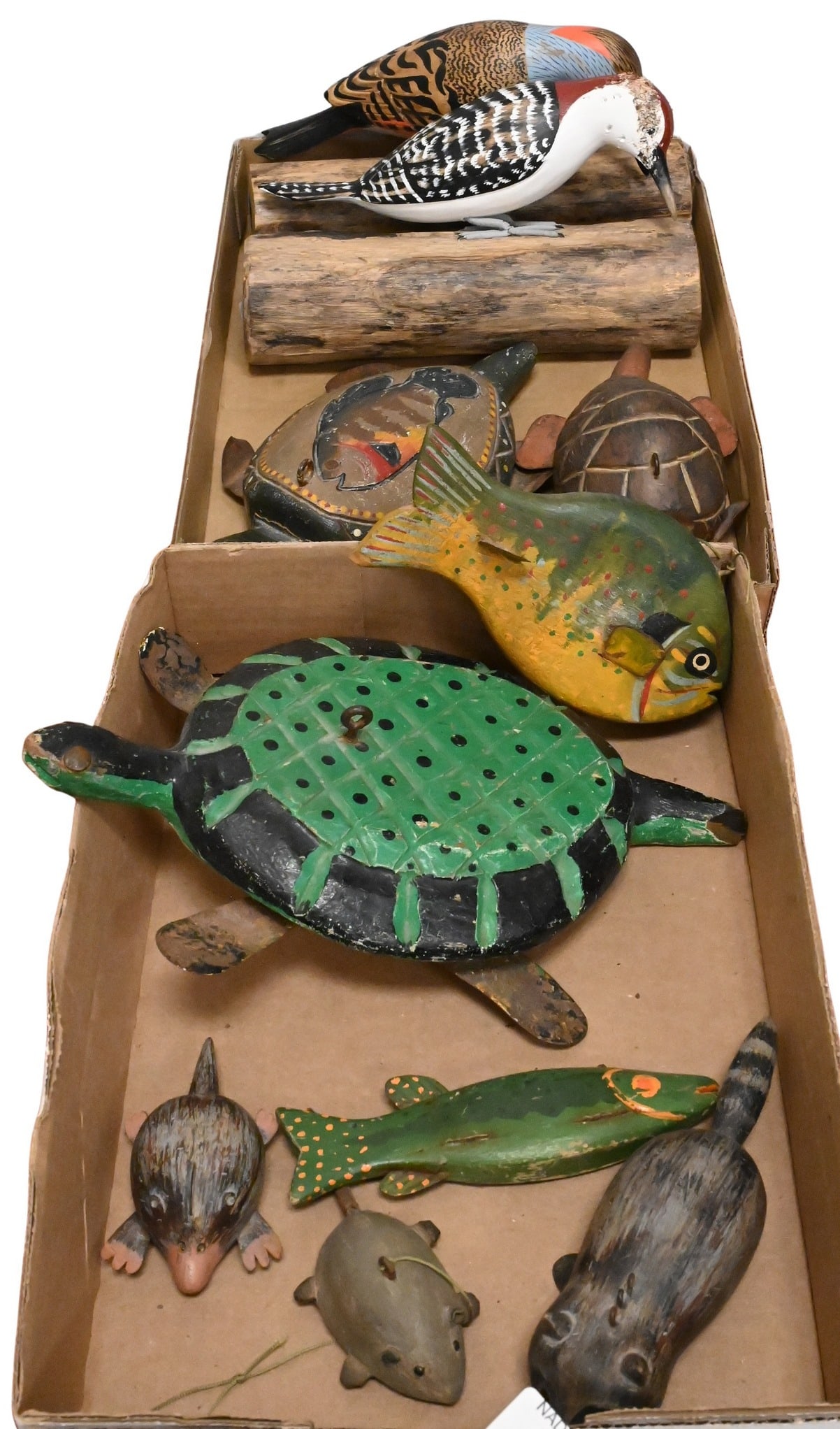 Group of Eight Carved and Painted Folk Art Fishing Lures (1 of 5)