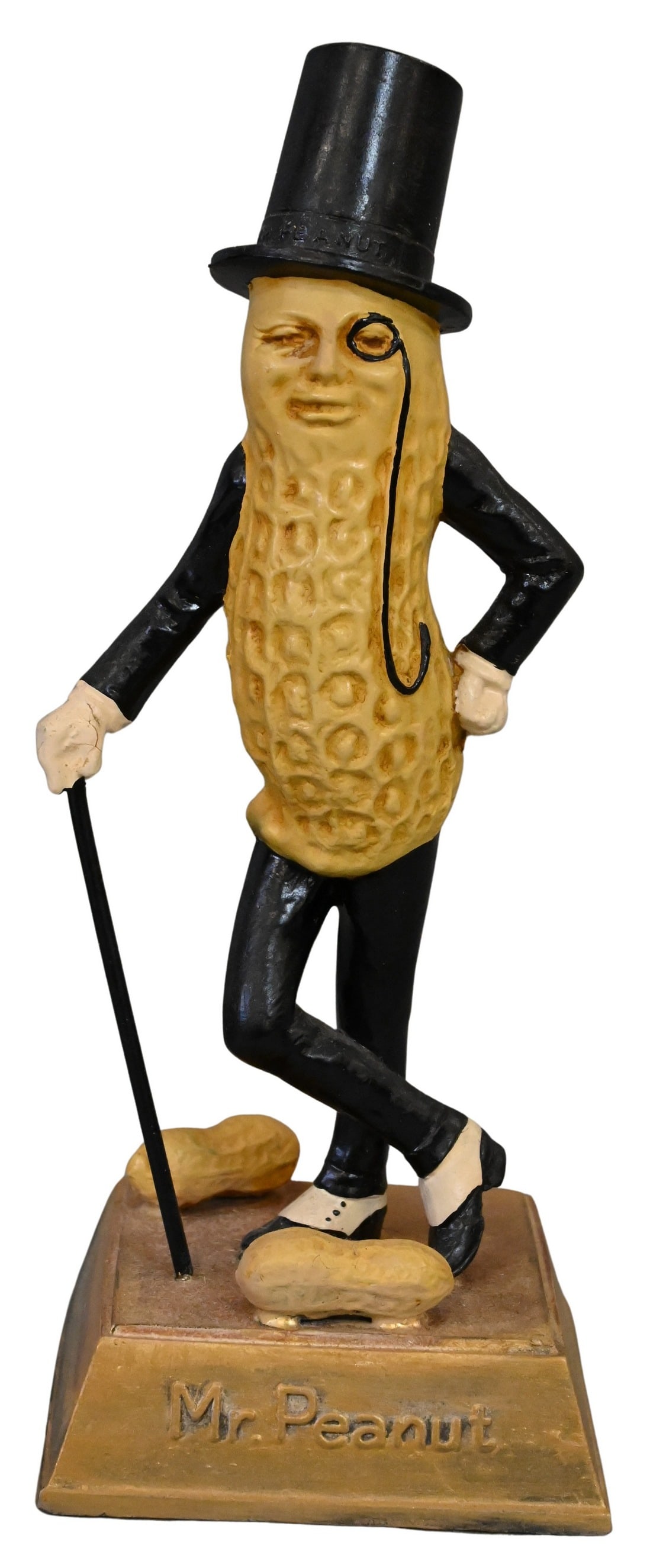 American Art Works Mr. Peanut Metal Figure: American Art Works Mr. Peanut Metal Figure painted pot metal statue "compliments of Planters Nut & Chocolate Co" height 7 1/2 inches
