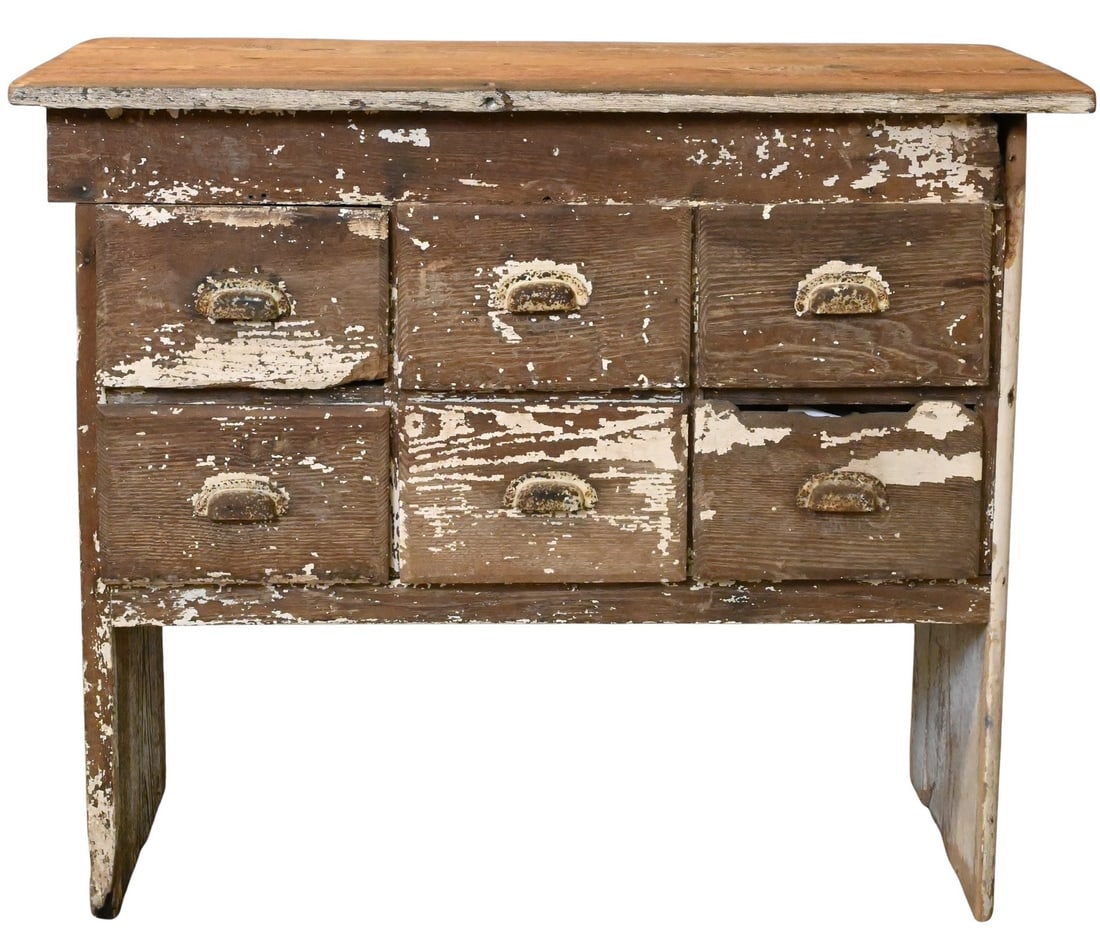 Primitive Style Six Drawer Cabinet (1 of 4)