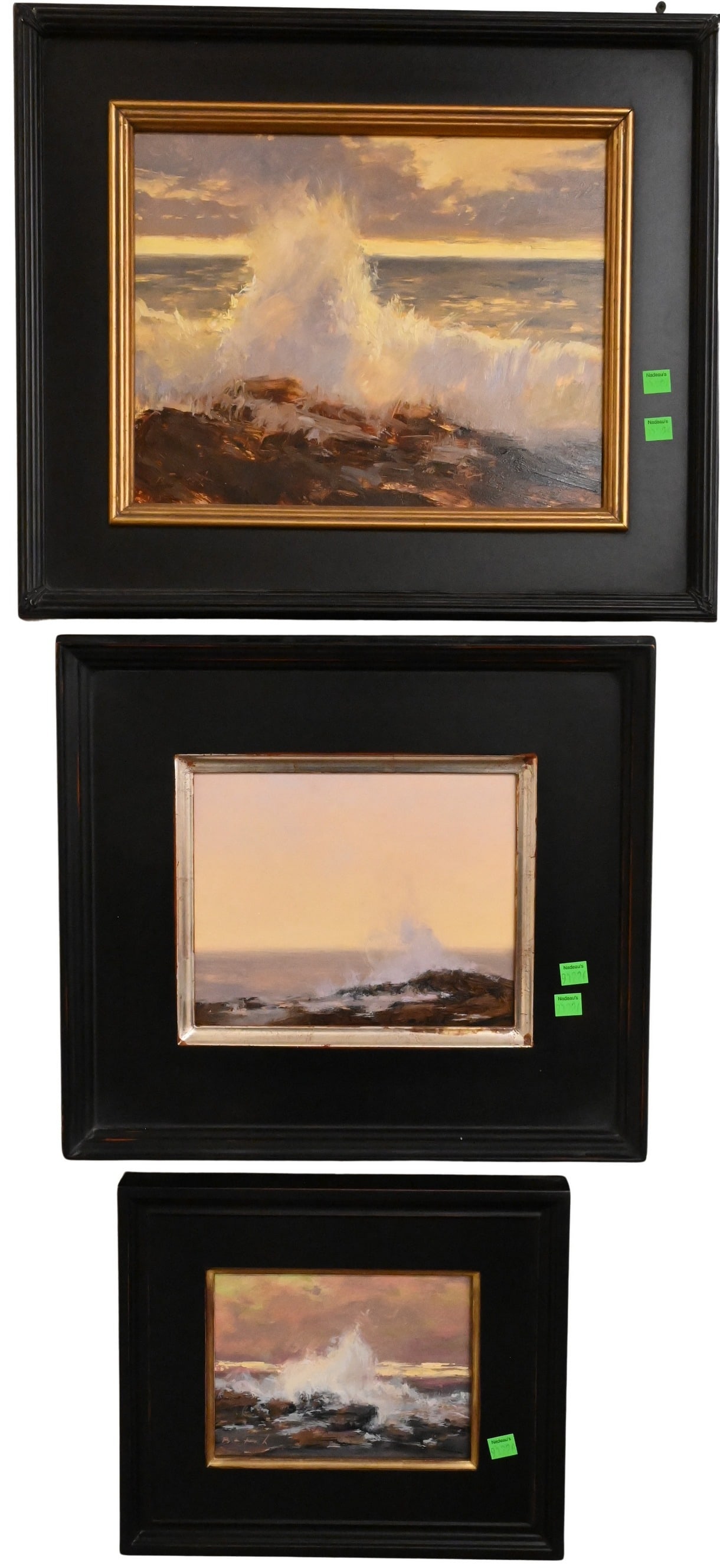 Three: Paul Batch (American 20th/21st Century): Three: Paul Batch (American 20th/21st Century) "Diminuendo" Crashing Wave Study Oil on board Signed lower right Batch 8" x 10" board, 15" x 17" frame Crashing Wave Study Oil on board Signed