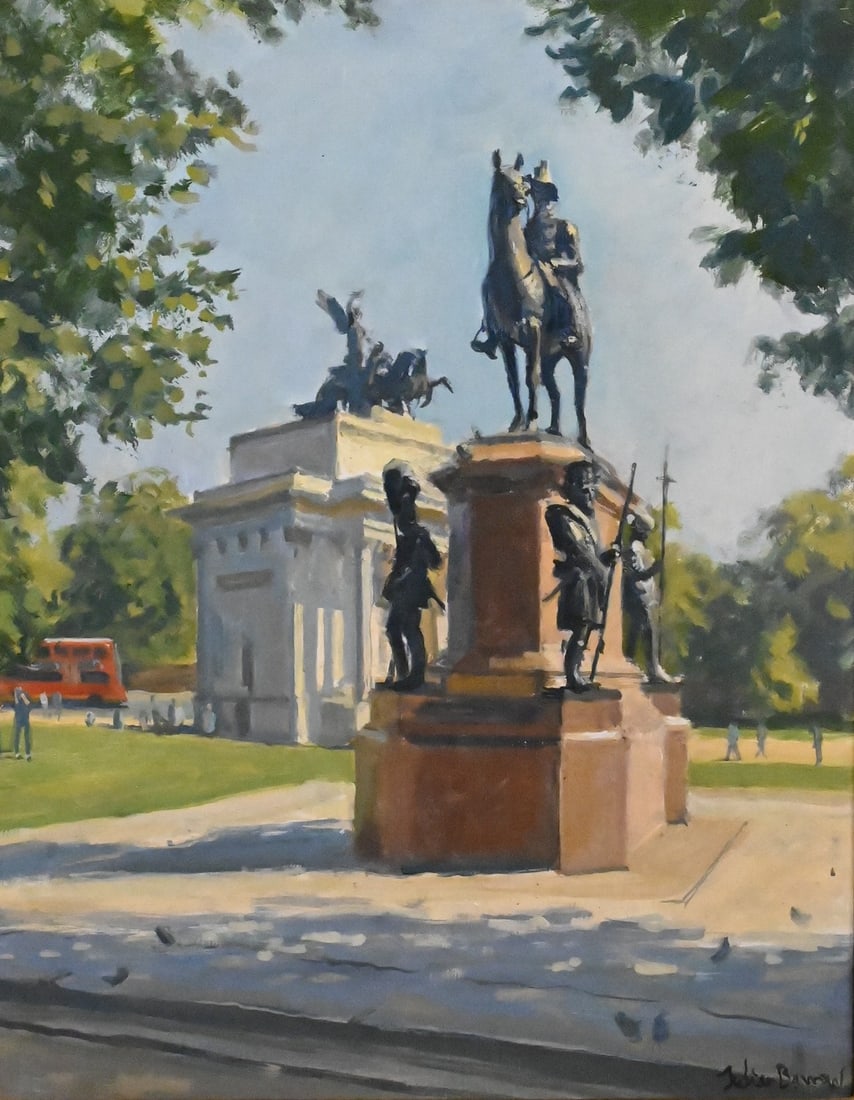 Julian Barrow (British 1939-2013): Julian Barrow (British 1939-2013) "Duke of Wellington, Hyde Park Corner" Oil on canvas Signed lower right Julian Barrow 14" x 11" canvas, 17" x 14" frame Provenance: Property from a Upper East