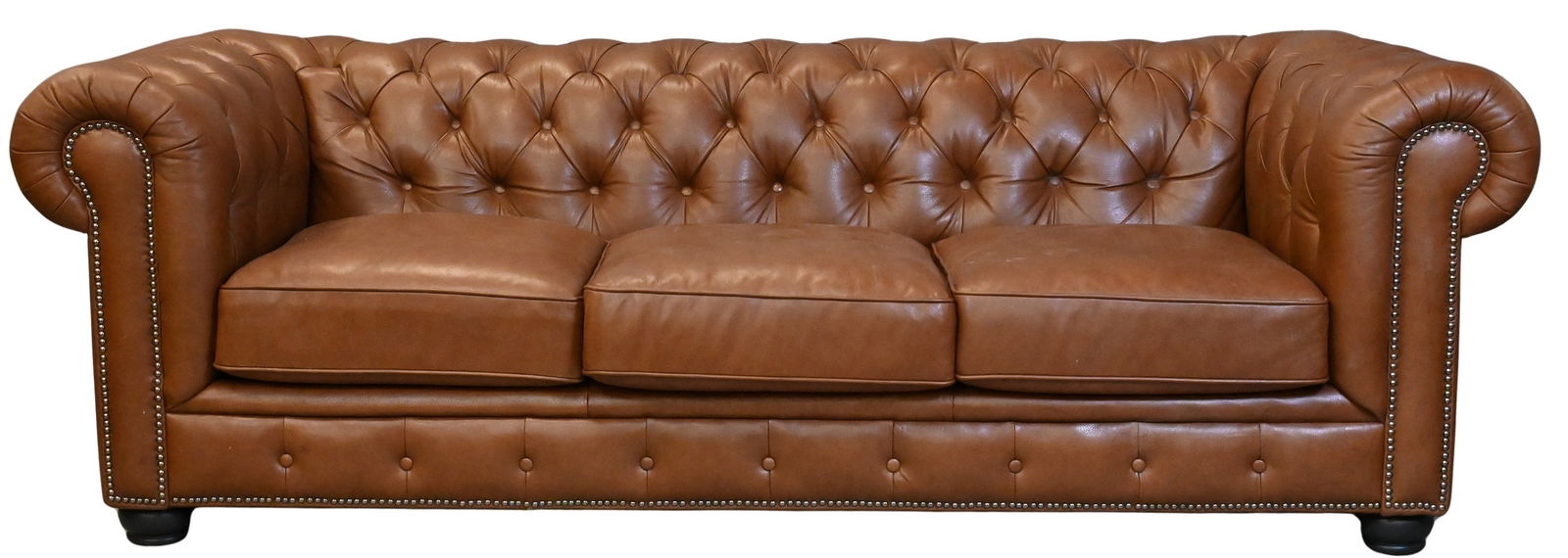 Chesterfield Brown Leather Sofa (1 of 6)