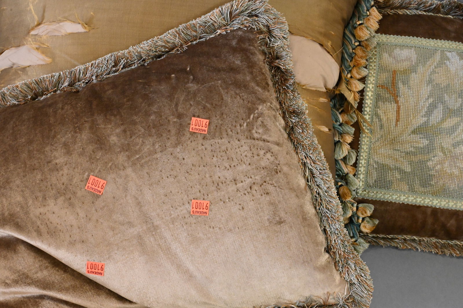 Three Antique Continental Tapestry Pillows - 4