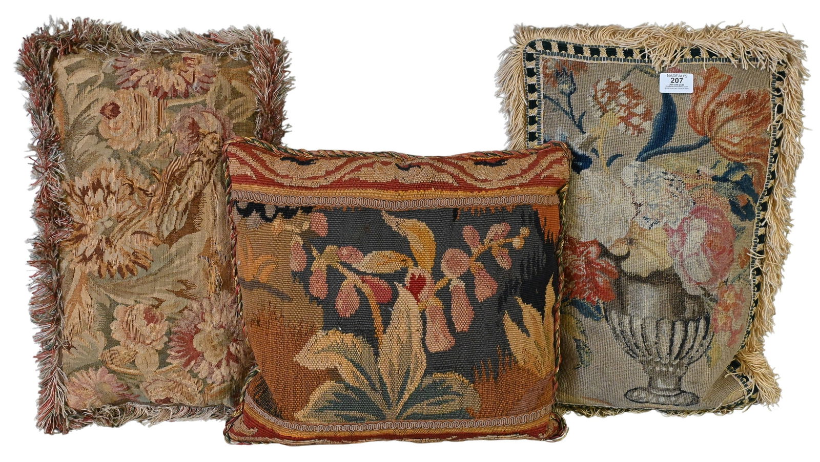 Three Antique Continental Tapestry Pillows (1 of 5)