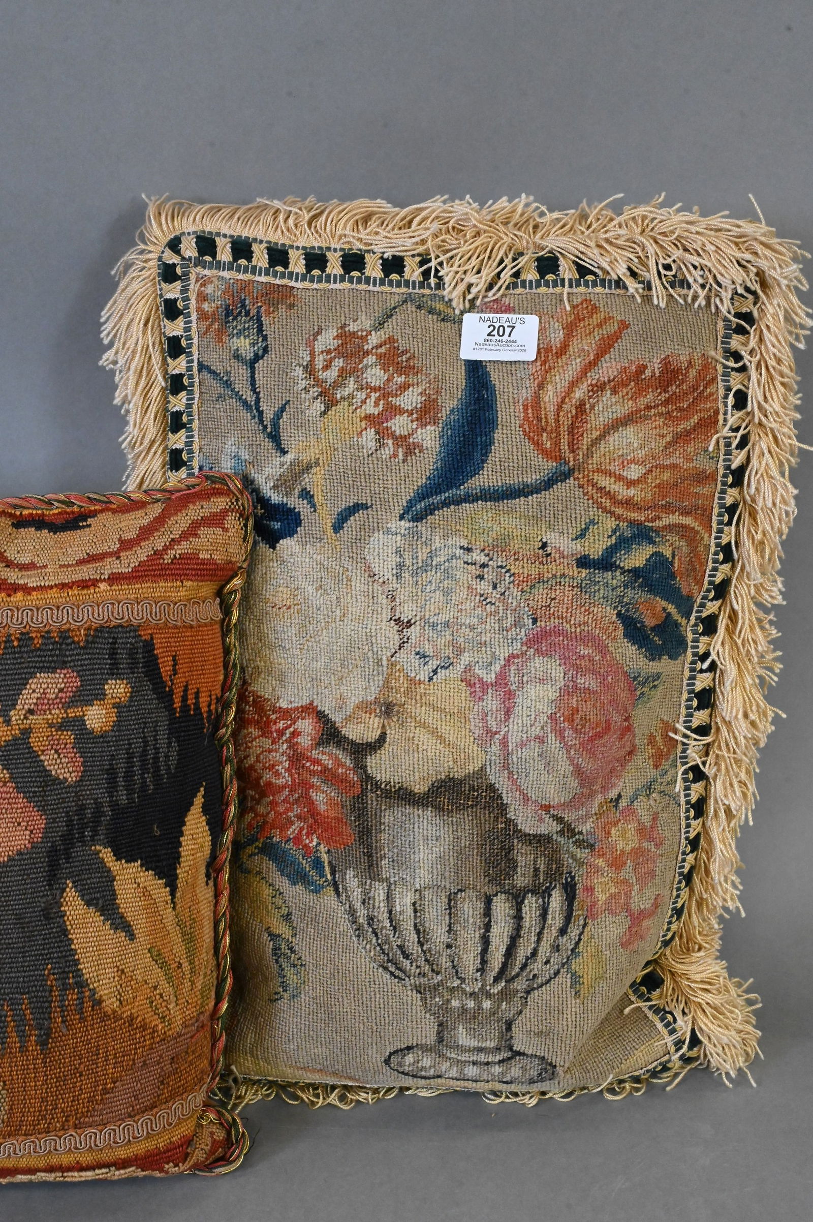 Three Antique Continental Tapestry Pillows - 2