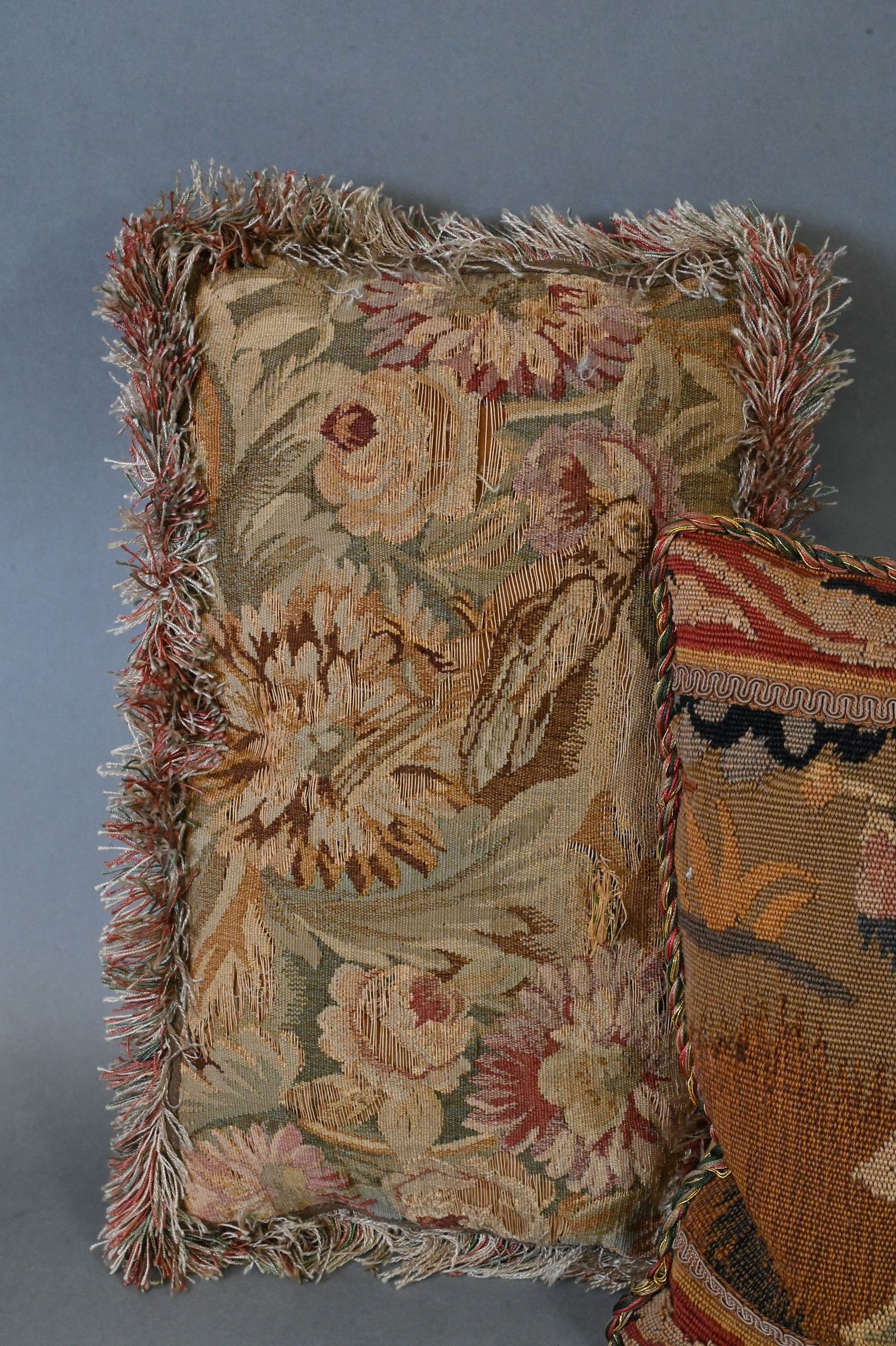 Three Antique Continental Tapestry Pillows - 3