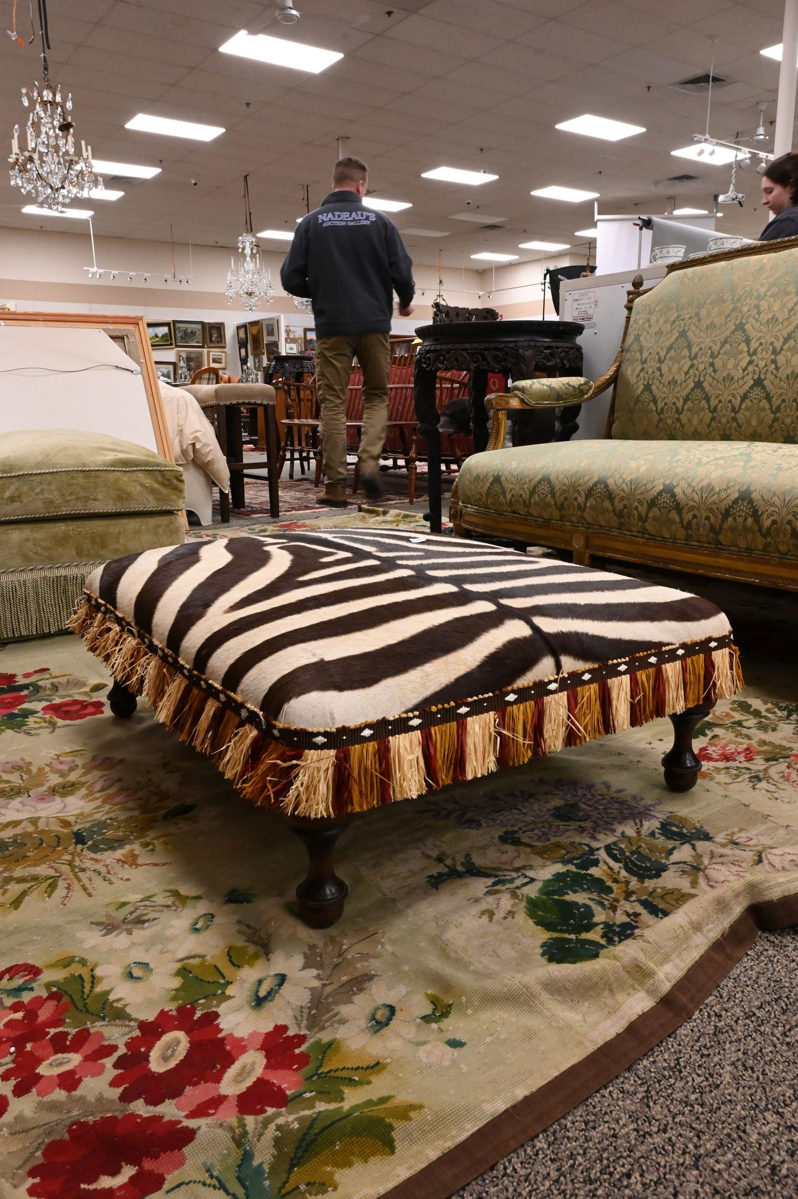 Custom Zebra Upholstered Ottoman - 2