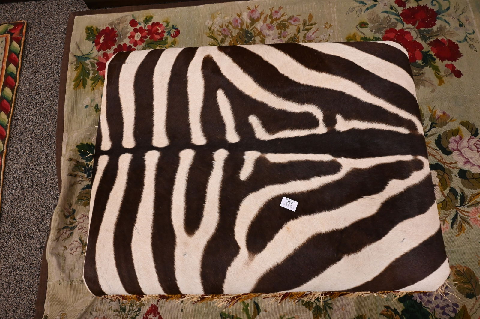 Custom Zebra Upholstered Ottoman - 3